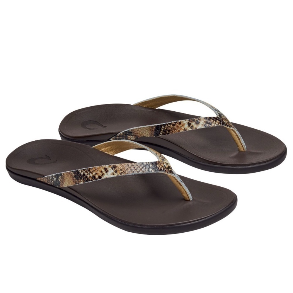 NWT Olukai Ho’Opio Sandals in Tan Snakeskin sz 9 Item# 7N - Picture 2 of 5